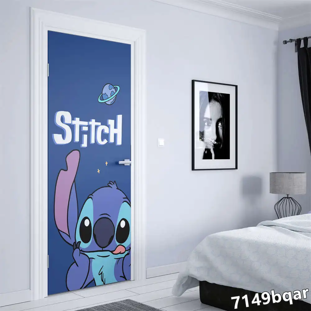 Disney Lilo & Stitch Watercolor graffiti Door sticker Nordic prints Wall art Home decor Wall Sticker Kids Room Door decoration