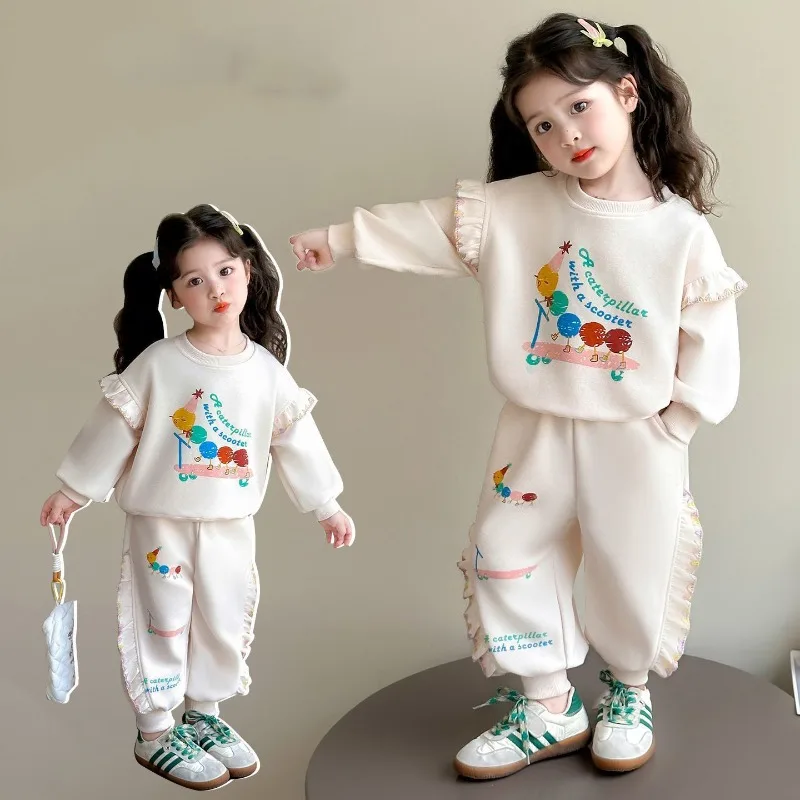 RAISE Herbst Kinder Mädchen 2-teiliges Kleidungsset 2-8 Jahre Mädchen Cartoon-Sweatshirts Anzüge 2026 Lose Lässige Hosen mit Elastischem Bund Outfit – Detail 5