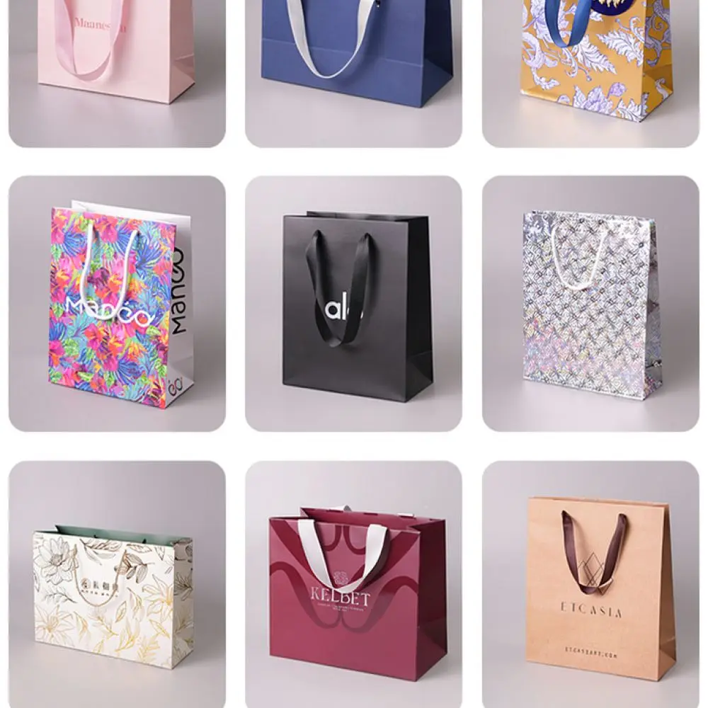Simple Paper Shopping Bags Durable Gift Merchandise Totes For Small Business Retail Apparel Packaging With Handles