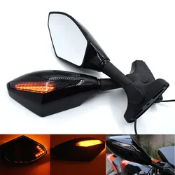 Universal Motorcycle Rearview Mirror with/LED Turn Signal  For Kawasaki ER6F Z750S Ninja 250R Ninja 650R ZX-9R/ZX-9 ZX10R ZX12R