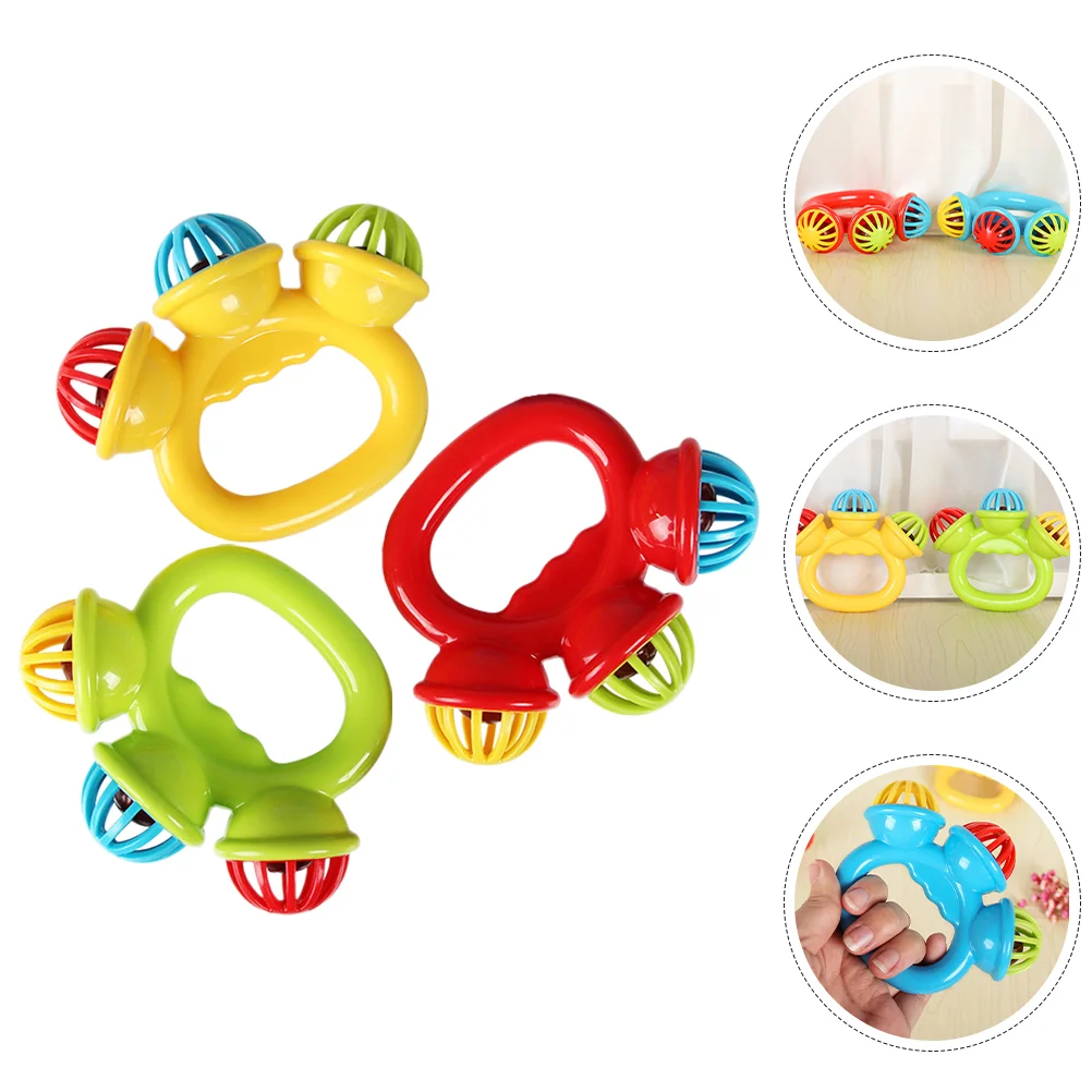 3 Pcs Soothing Toys for Toddlers Hand Percussion Rattles Tambourine Kids Small Jingle Bell Plastic Bells Child