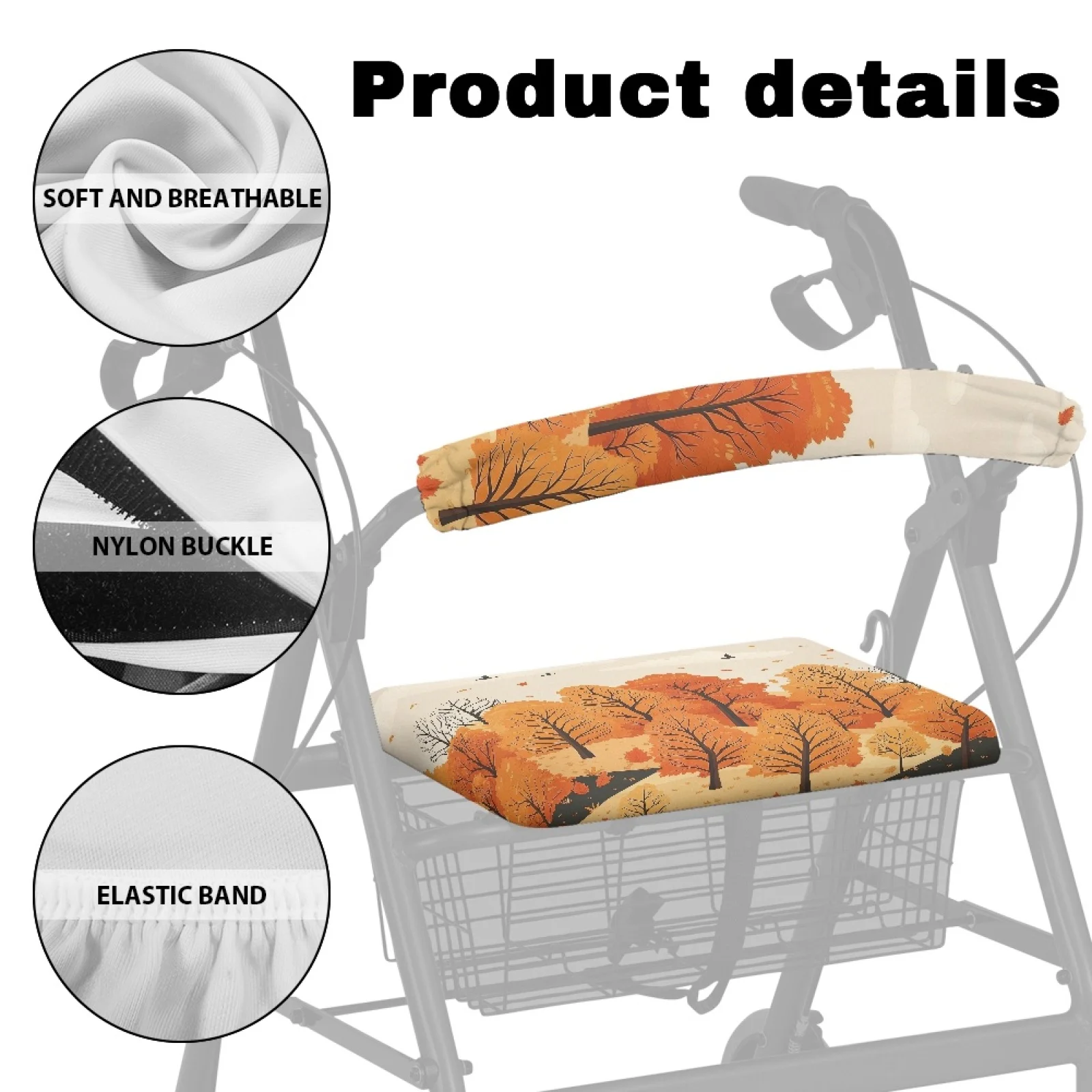 Coloranimal Easy to Clean Lightweight 2PCS Walker Seat Cushion for Seniors Adult for Outdoors Fall Trees Sky - view 5