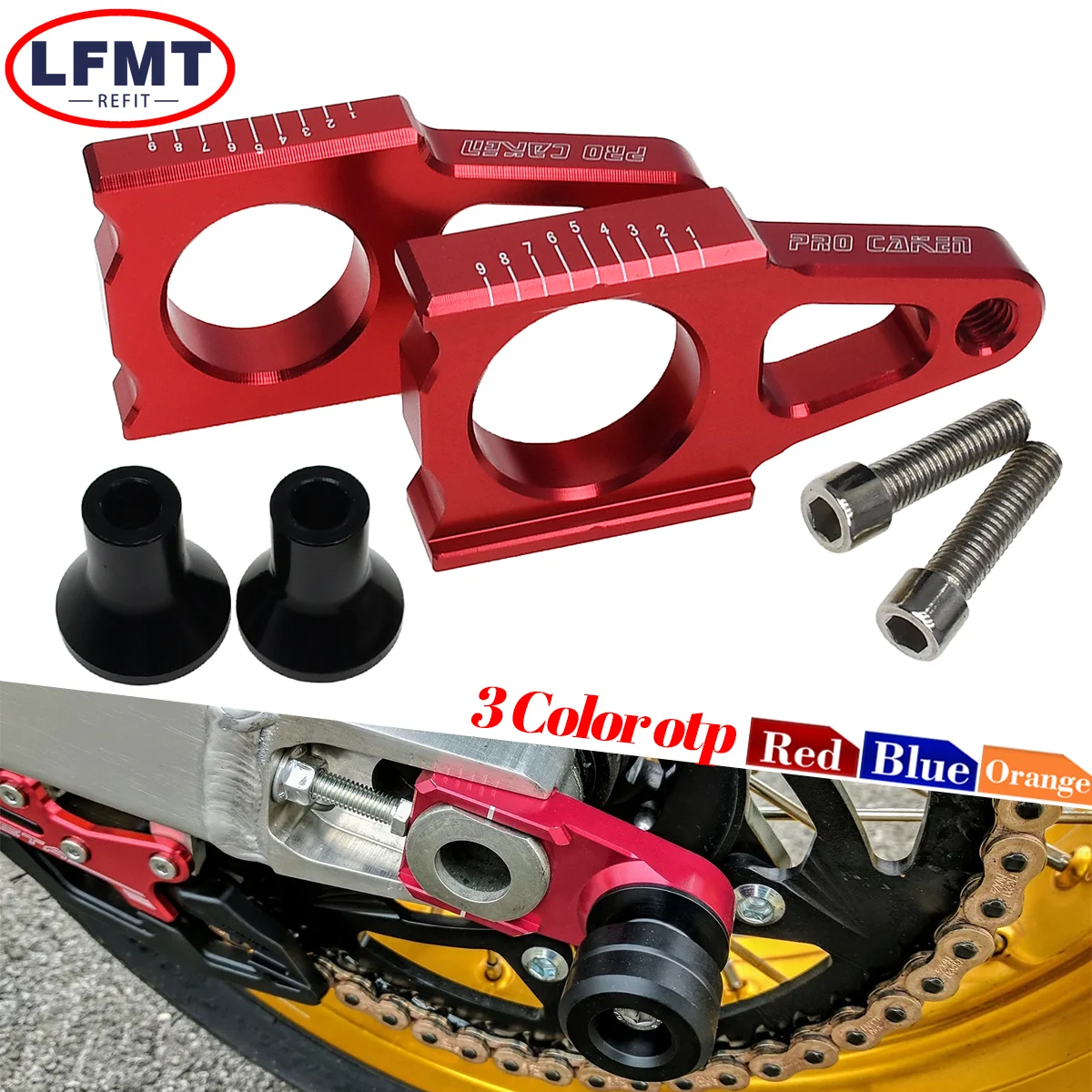 CNC-Hinterachse-Kettenspanner für Honda CR125 CR250 CRF250R CRF450R CRF250X CRF450X CRF450L CRF250RX 450RX