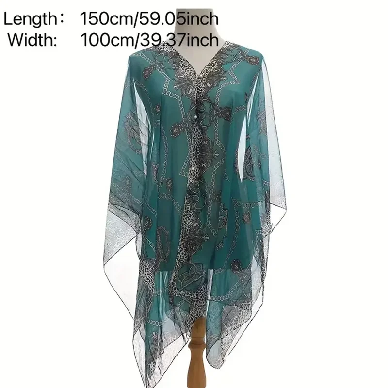 Womens Summer Chiffon Shawl - Ultra-Lightweight & Cooling, UV Protection Sunscreen Scarf - Luxurious Silky Feel