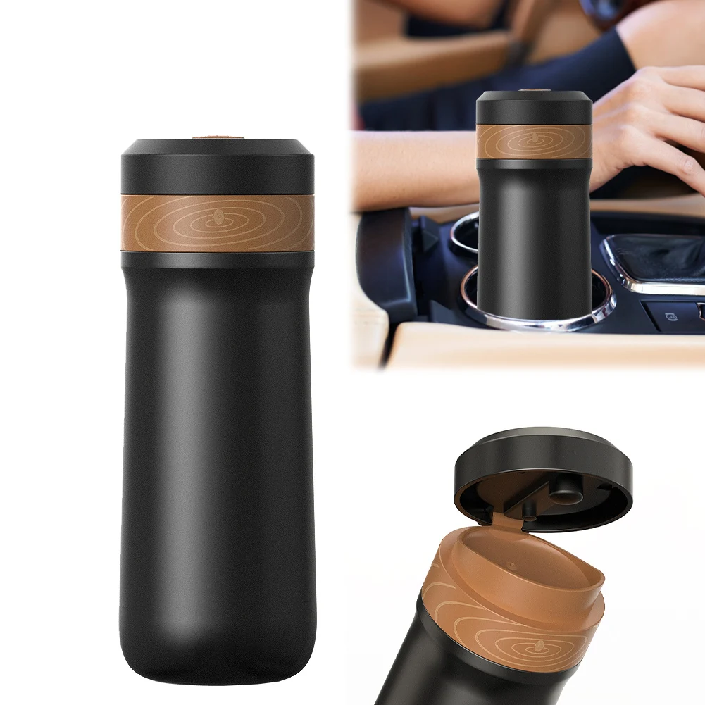 320ML Car Vacuum Insulated Bottle with Plunger Filter Stainless Steel Coffee Maker and Tea Maker Portable Coffee Pot for Camping