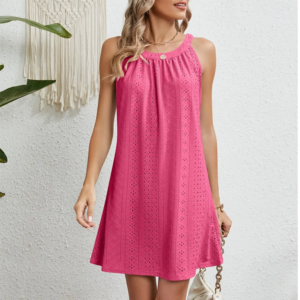 Damska ażurowa bluzka bez rękawów, sukienka plażowa, top, narzutka na bikini, codzienna letnia moda, odzież kąpielowa