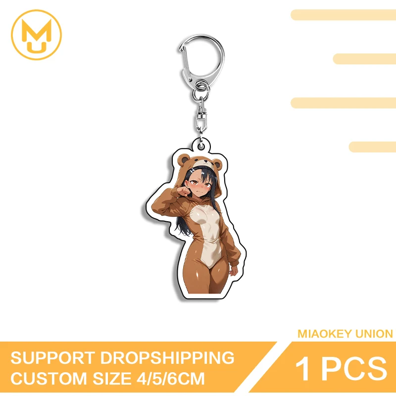 Nagatoro San Bear Photo Keychain Anime Figure Amusing Double Sided Key Chains Advance Guard Suitable For Toys Hobbies Gifts