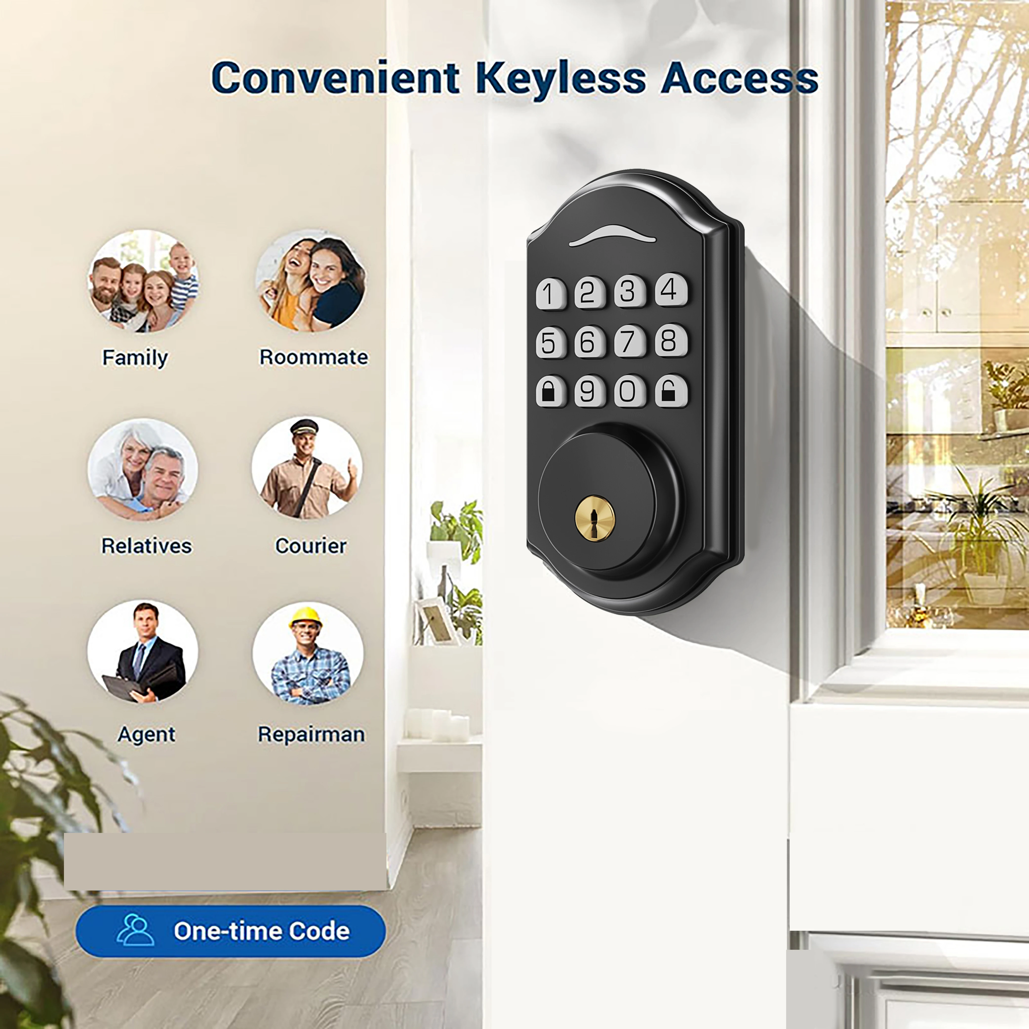 

CIEPOJIT Smart Front Door Lock Deadbolt Keyless Entry Locks Digital Keypad Security For Home Unlock with password/key
