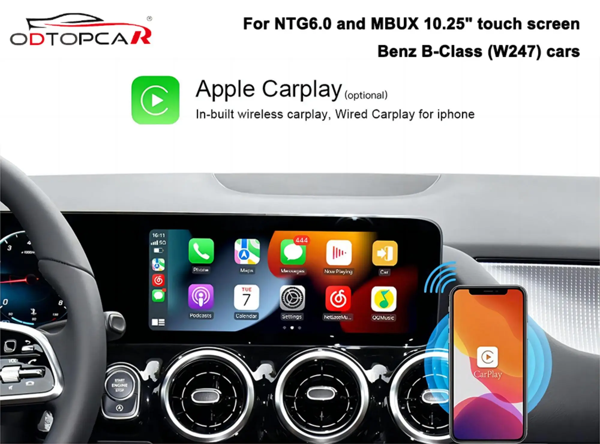 

Wireless Car Play Adapter for Mercedes B-Class W247 MBUX NTG 6.0 Android Auto Upgrade Android 13 Ai BOX 12.3 inch Touch Screen