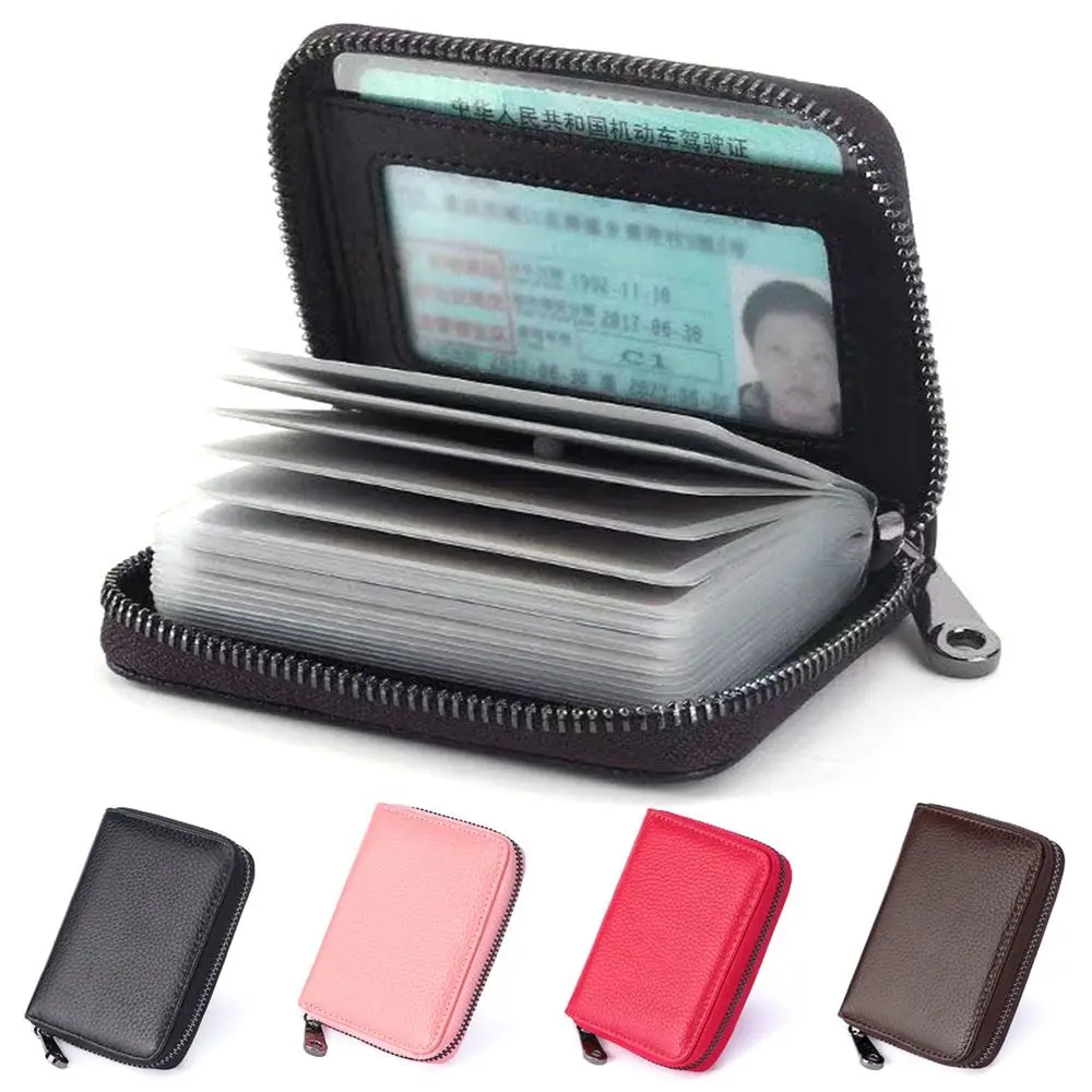 20 Detents Cards Holders PU Business Bank Credit Bus ID Card Holder Cover Coin Pouch Anti Demagnetization Wallets Bag Organizer