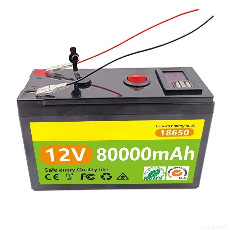 18650 Lithium-ion Battery Built-in BMS for Sprayer Electric Vehicle Battery +12.6V 3A EU Charger 12V 60000mAh 80000mAh 100000mAh