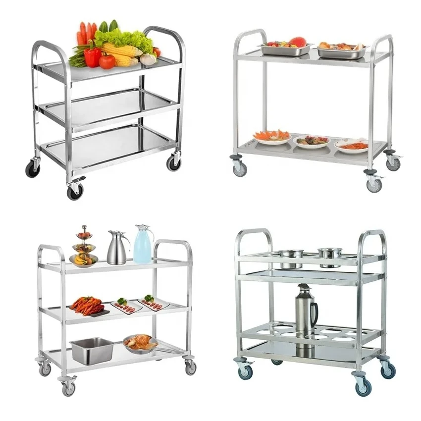 سعر المصنع للفنادق وغرفة المطبخ ومطعم الطعام عربة خدمة الطعام 3 طبقات عربة أدوات المرافق عربة المتداول