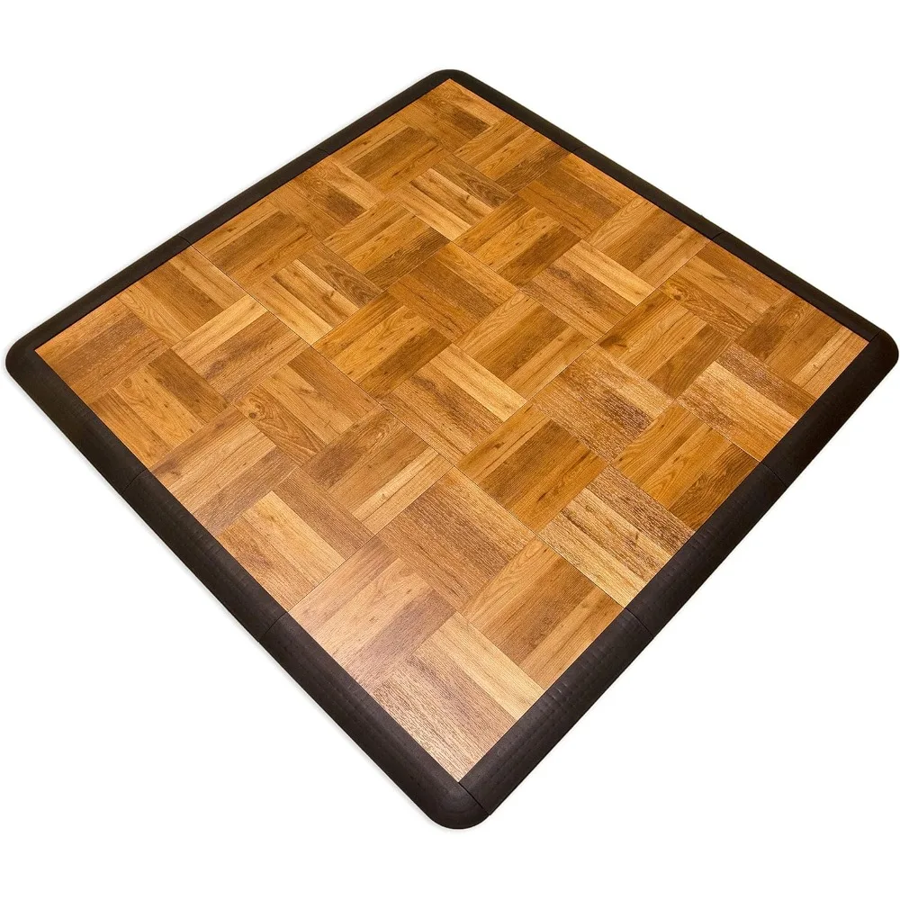 

Interlocking Lightweight Plastic Modular Dance Floor Kit (3' x 3'), Oak, 21 Piece