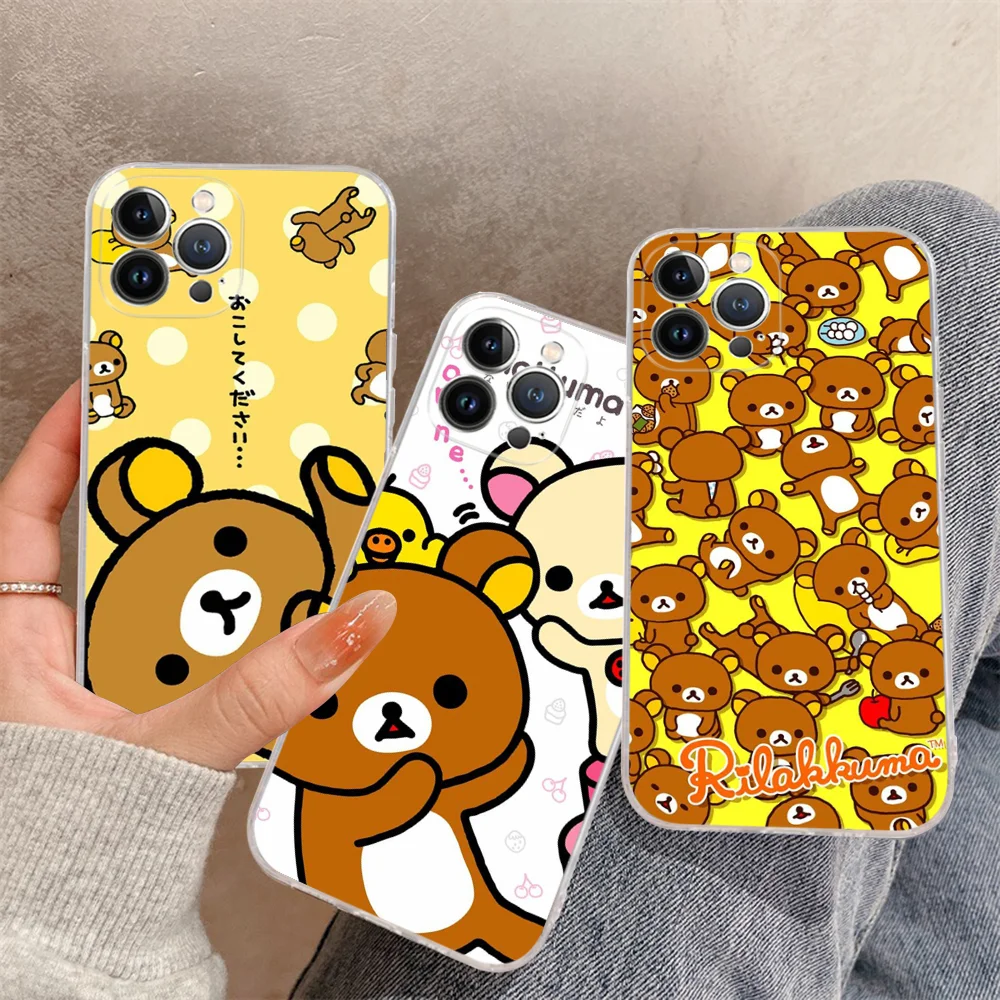 Cute R-Rilakkuma Phone Case Silicone Soft For Iphone 16 15 14 13 12 11 Pro Mini XS MAX Plus X Cover