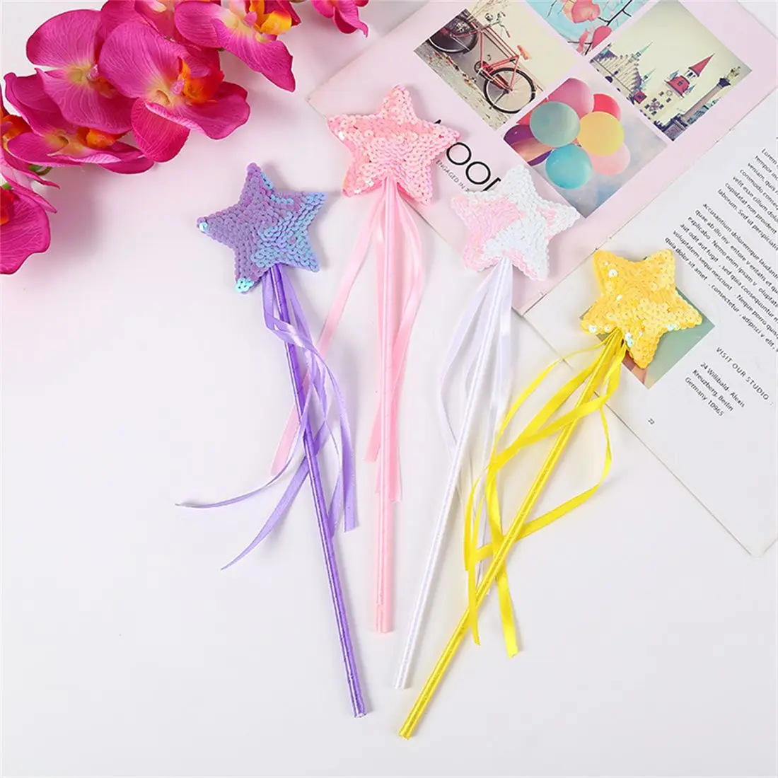 Five Pointed Star Fairy Wand Magic Stizh Girl Party Princess Favors Party Princess Cosplay Props Cute Birthday Girl Magic Stick