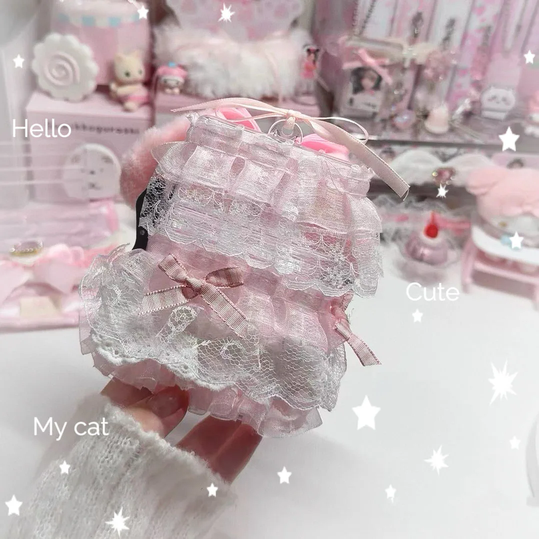 Kawaii Photocard Holder Box Small Storage Organizer for Kpop Photo Cards, Lace Decor Desktop Card Case Cute Collectible Box