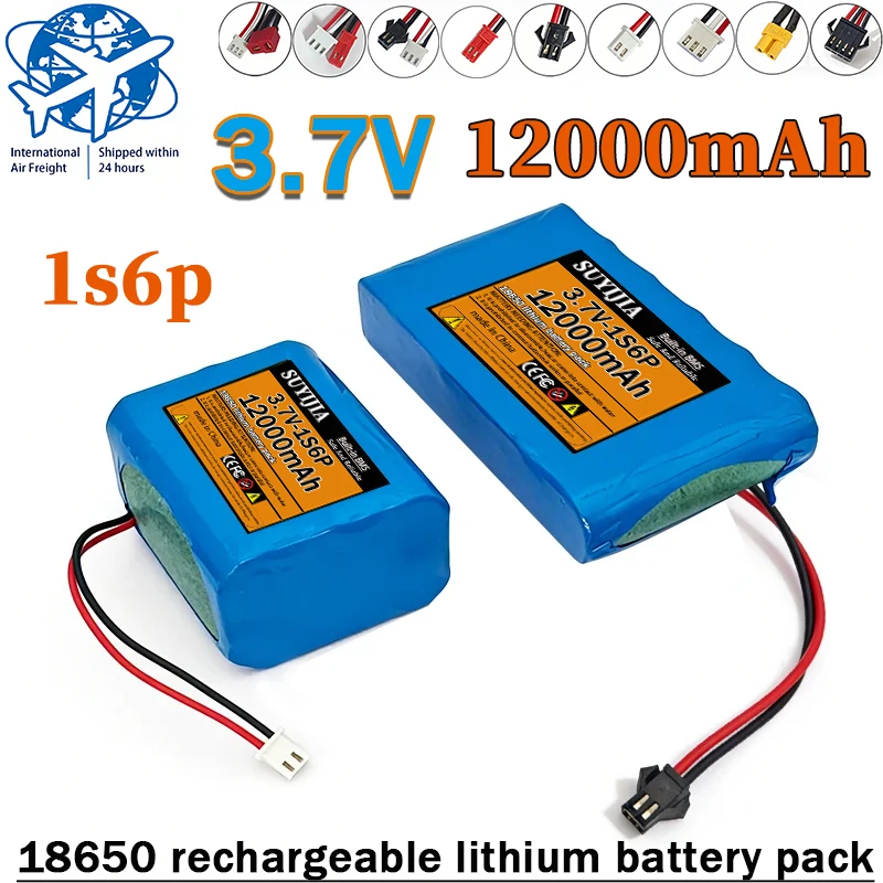 

Аккумуляторный литиевый блок 3.7V 18650 1S6P 12000mAh для LED-фонарей, Bluetooth-колонок, DIY-проектов, радиоуправляемых лодок и дронов