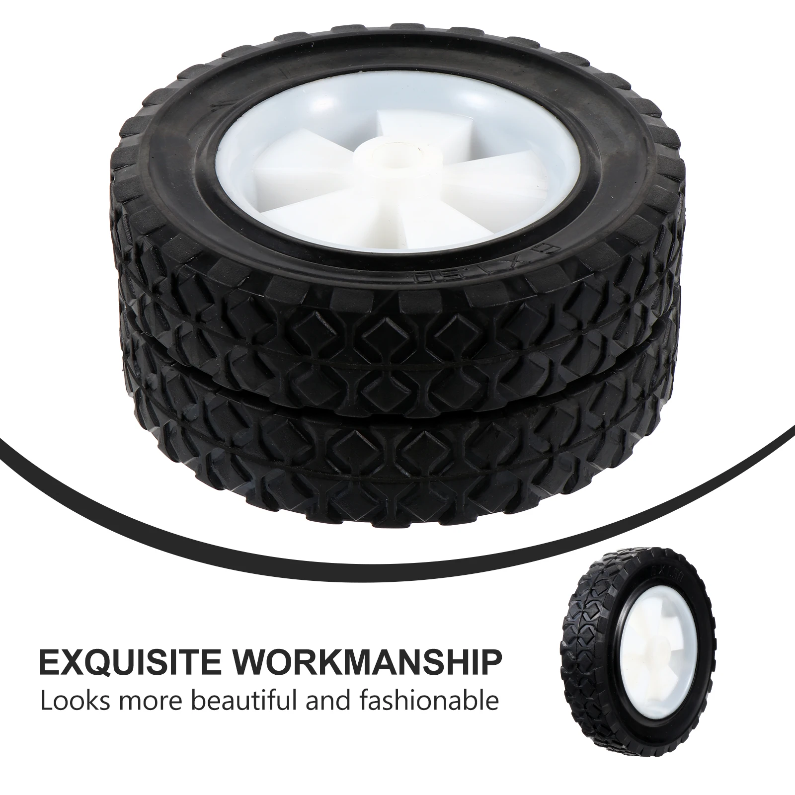 

2Pcs Lawn Mower Rubber Wheels 6 Inch Solid No Inflation Garden Grass Cutter Mute Replacement Parts Durable Lawn Mower Wheels