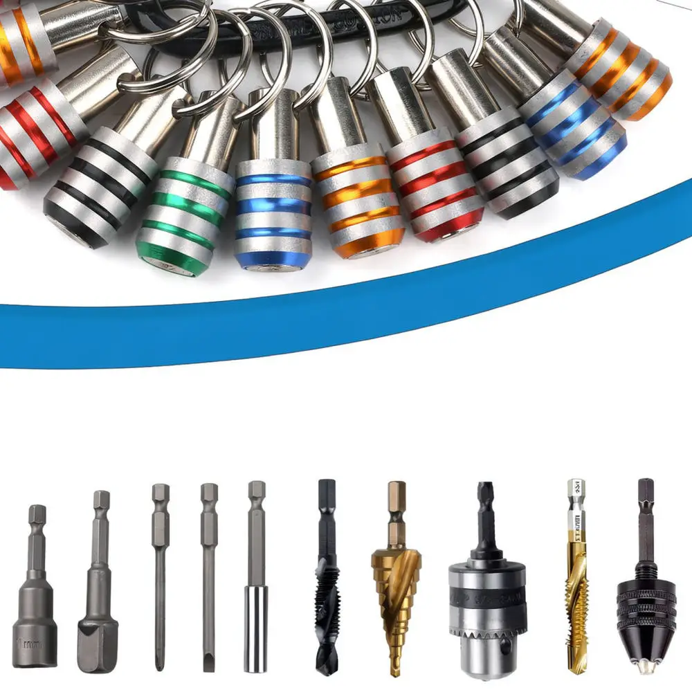 Aluminum Alloy Hex Shank Bit Holder Keychain Quick Release Rod Adapter Connector Professional Hand Tool Storage Accessory