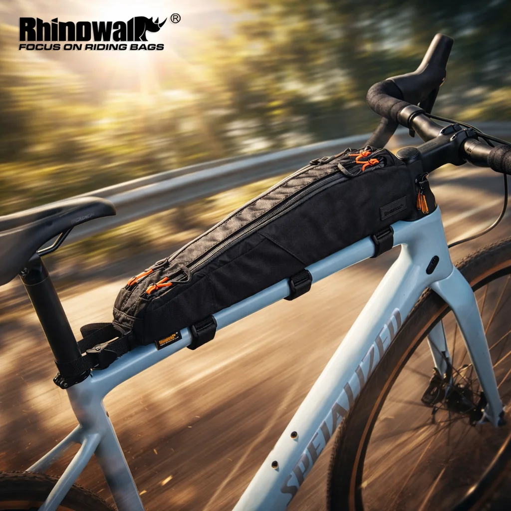 

Rhinowalk Bike Top Tube Bag Water Resistant Extra Long 2L Bikepacking Frame Storage Bag Fits 18in+ Frames for MTB Road Bicycle