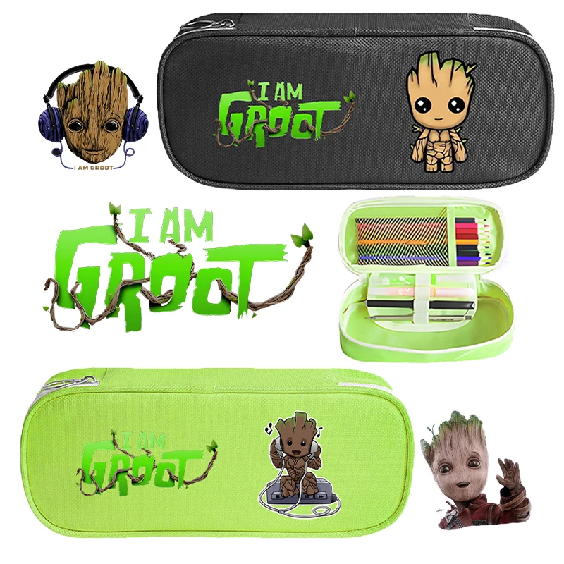 

Disney Marvel Groot Student Pencil Case Movie Cartoon Print Pen Bag Children Go School Stationery Portable Storage Bag Kids Gift