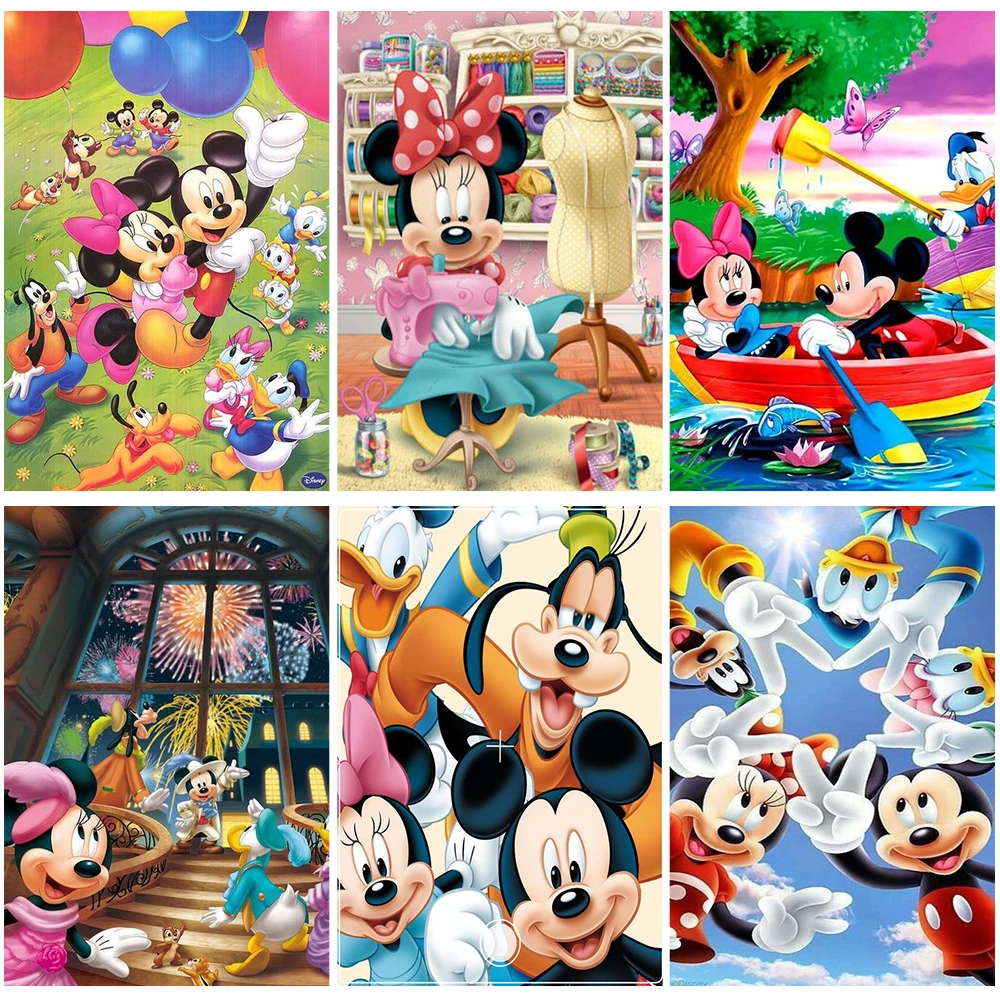 Disney DIY 5D Diamond Painting Cartoon Mickey Minnie Mouse Donald Duck Embroidery Full Square Round Drill Mosaic Home Decor