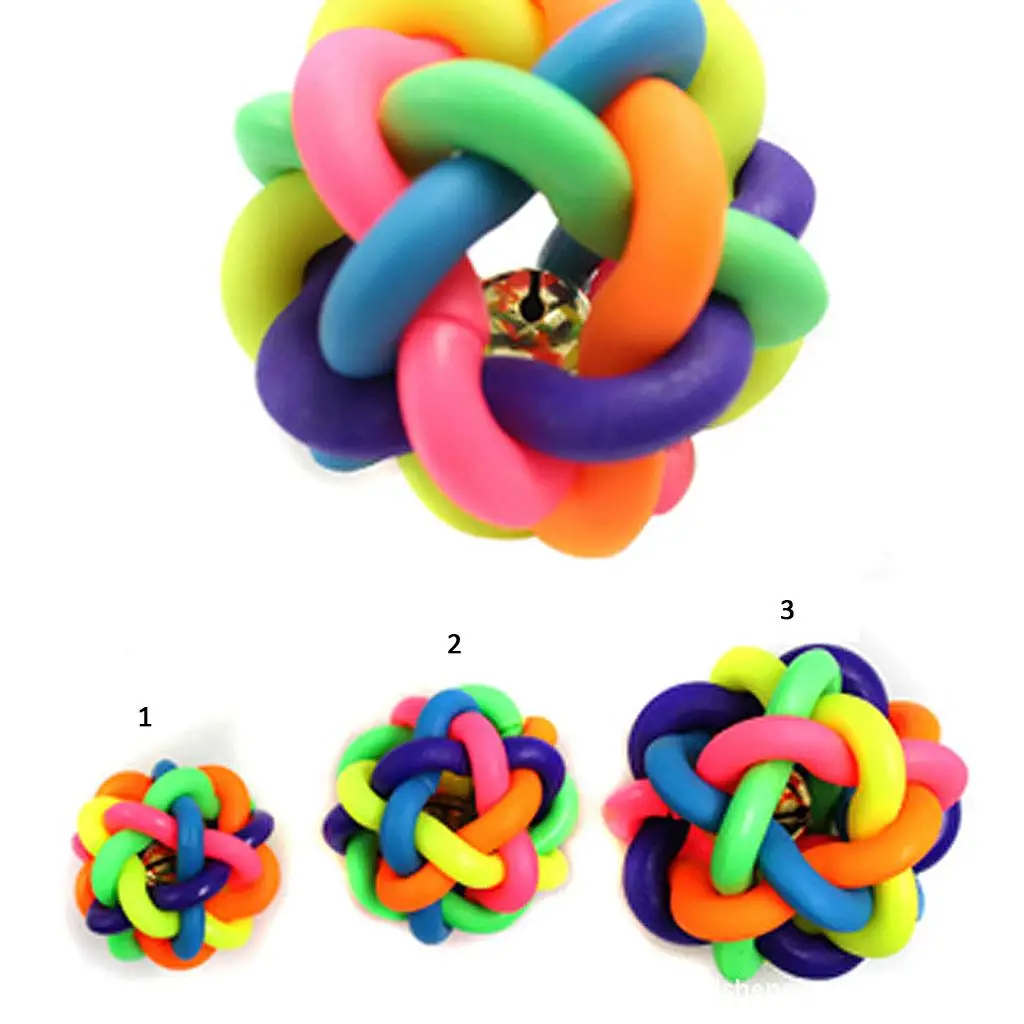 

Pet Toy Non- Rubber Sound Ball Bell Training Ball Rainbow Interactive Toy for Dog Cat Exercise