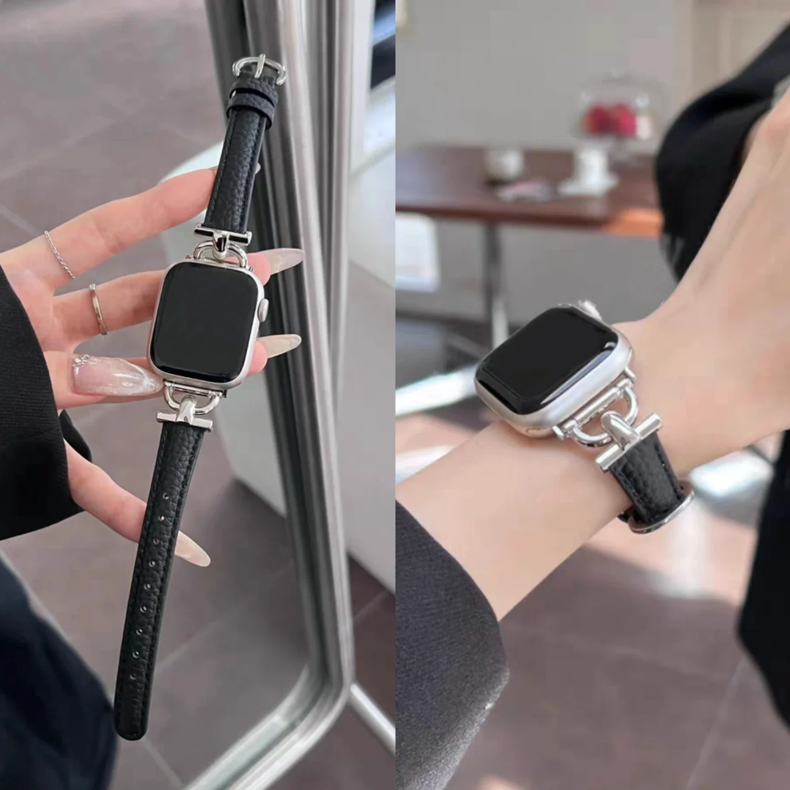 

Nice Leather loop For Apple Watch band women Series Ultra 10/9/8/7 40mm 41mm 42mm 44mm 45mm 46mm Strap
