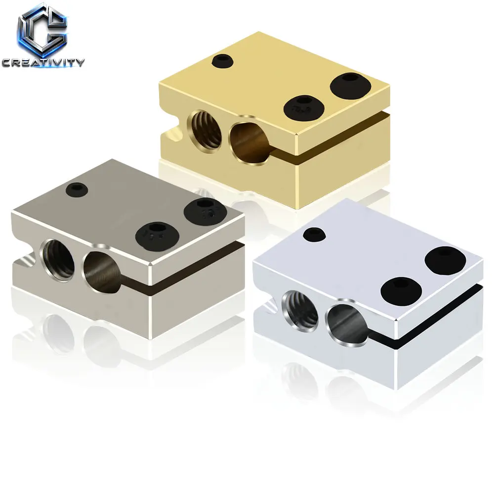 High Quality PT100 Volcano Heated Block Hotend Aluminum Brass Copper Plated Heating Block Volcano Heatblock 3D Printer Parts view 2