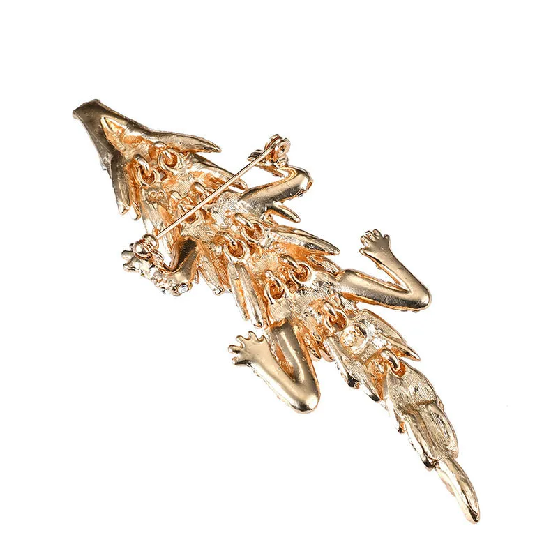 MITTO FASHION JEWELRIES AND HIGH-END ACCESSORIES RHINESTONES PAVED PANGOLIN VINTAGE DRESS BROOCH