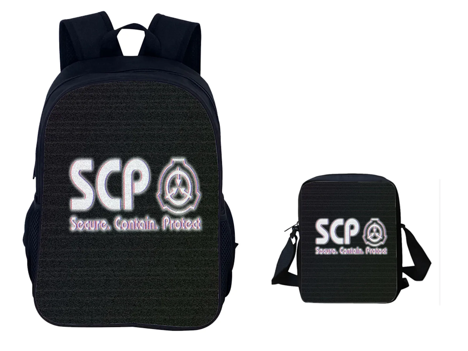 

Children SCP School Bookbag with Shoulder Bag Casual Knapsack 2pcs Set Lightweight Canvas Backpack for Boys Girls