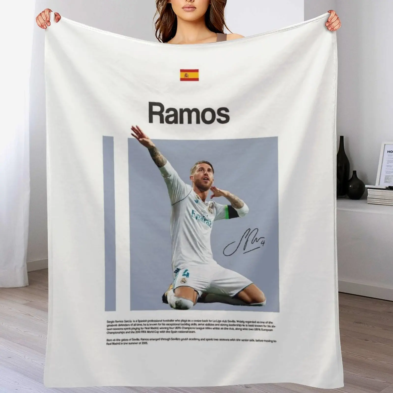 Sergio Ramos Poster Throw Blanket Breathable Lightweight Blanket for Adults Kids