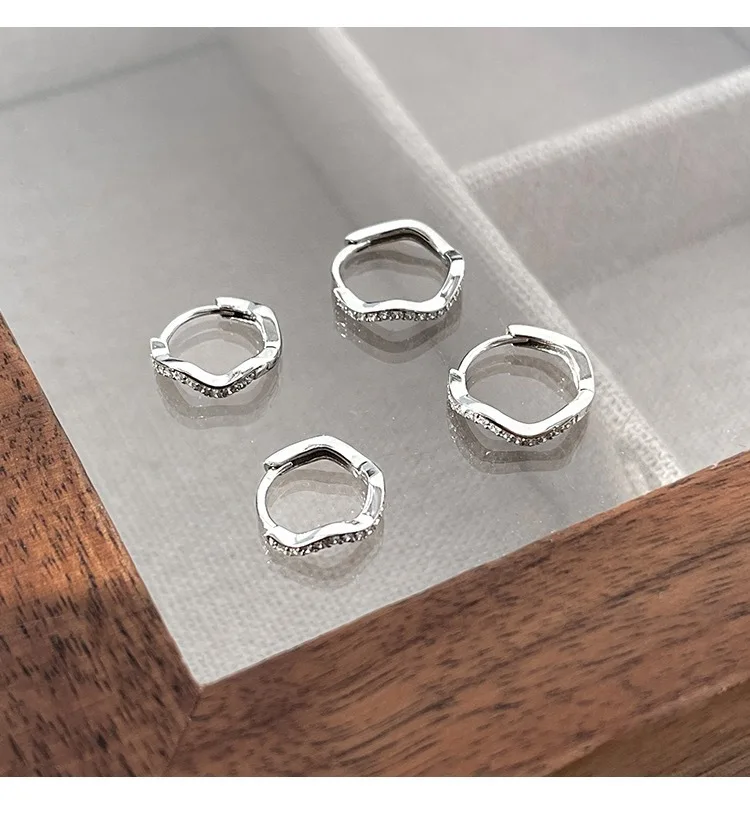 REETI 925 Sterling Silver Earrings Fashion Zircon Wavy Earrings for Women Gift Earings Fashion Jewelry Korean Earrings