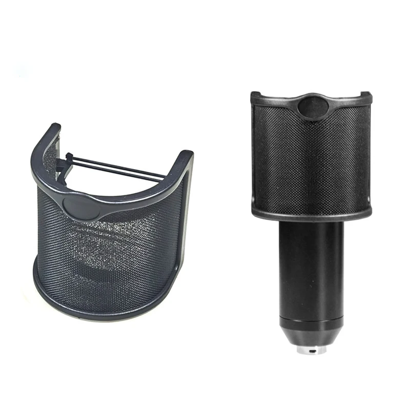 Protector de micrófono de mano, filtro Pop mejorado, doble capa de malla metálica, espuma de etamina, cubierta de parabrisas de micrófono, 1 unidad