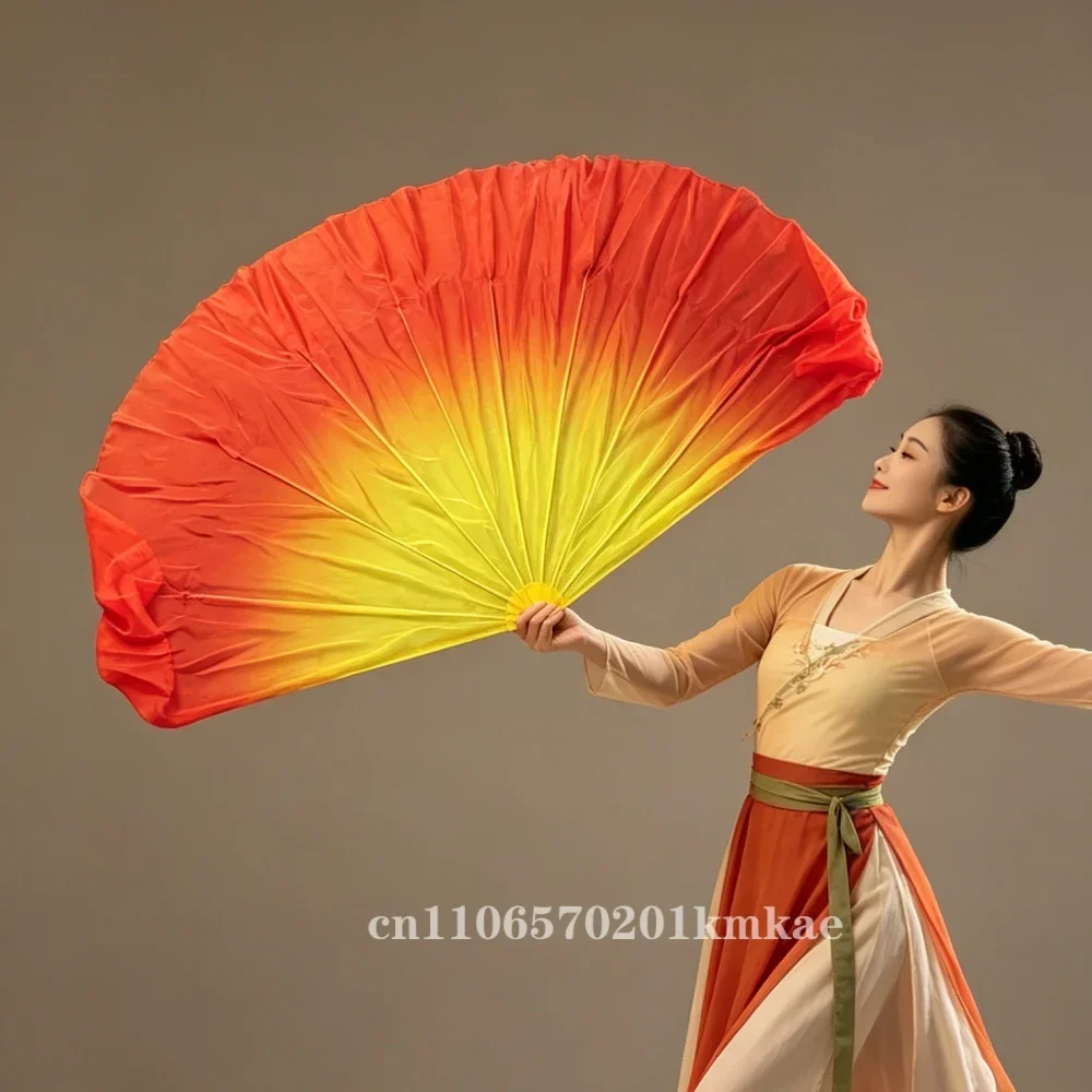 Chiffon Soft Big Fan Veil Opening Dance Props Fishbone Foldable Handle Dancing Fan Chinese Folk Worship 85cm Adults Customized