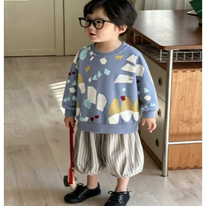 Boys' Hoodie Autumn and Winter New Item European and American Children's Round Neck Long Sleeved Pullover Casual