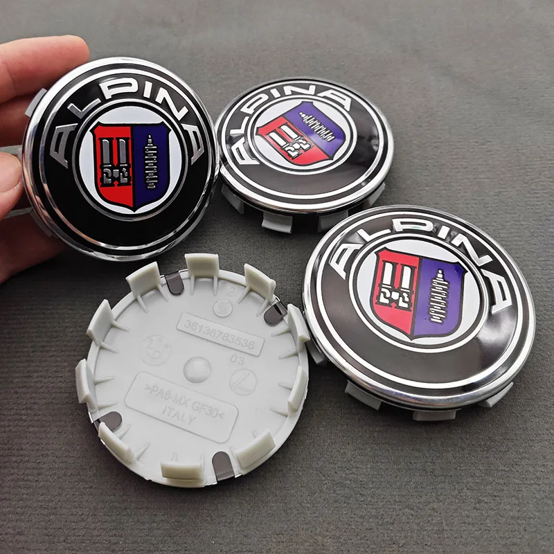 4pcs 68mm Logo Alpina Emblem Car Wheel Center Hub Caps for BMW E46 E39 E38 E90 E60 E36 F30 E34 F10 E92 E38 Auto Accessories