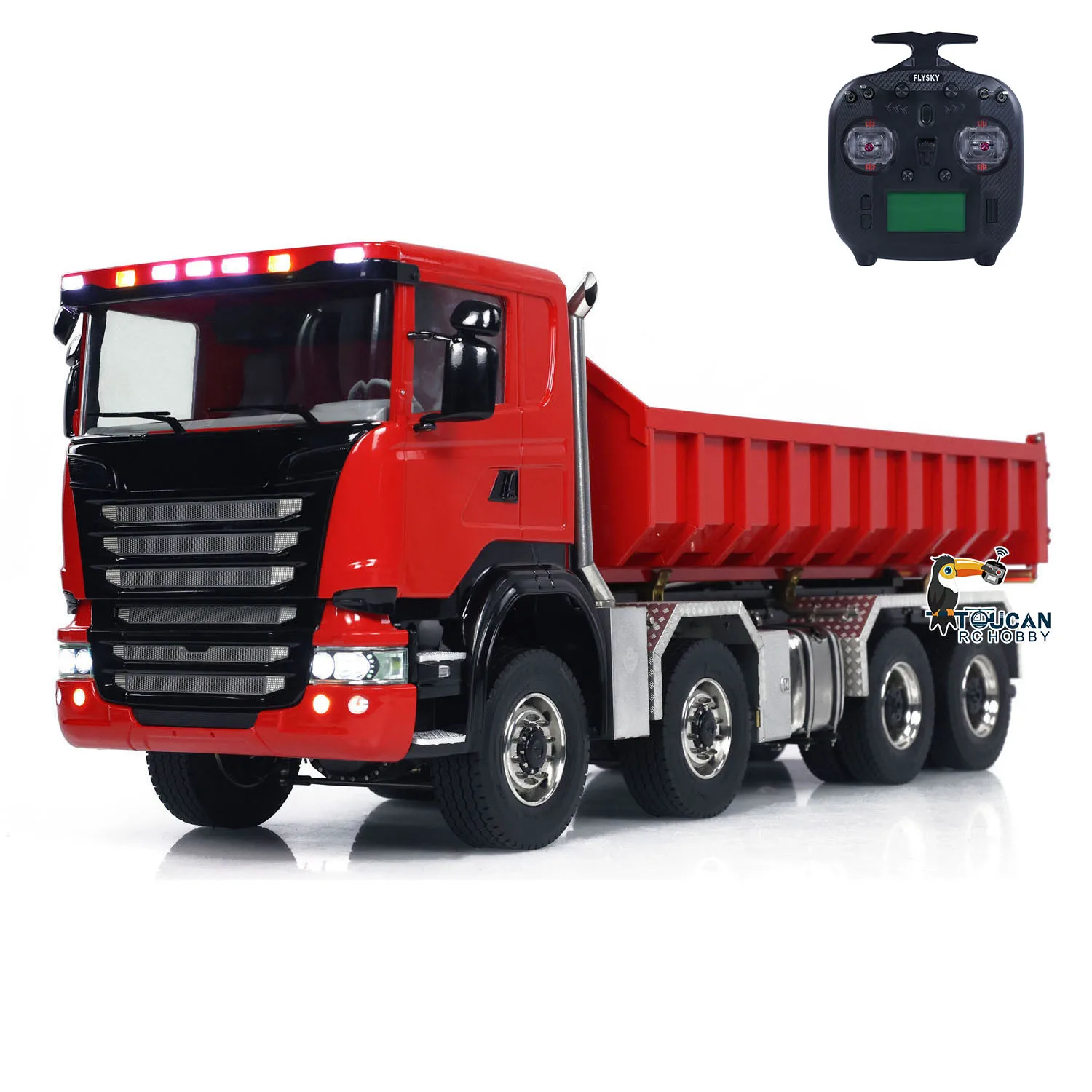 1/14 Hydraulic Full RC Dump Truck 8x8 Roll on off Dumper Tipper 3-speed Transmission Differential Lock Axles Light Sound Trucks