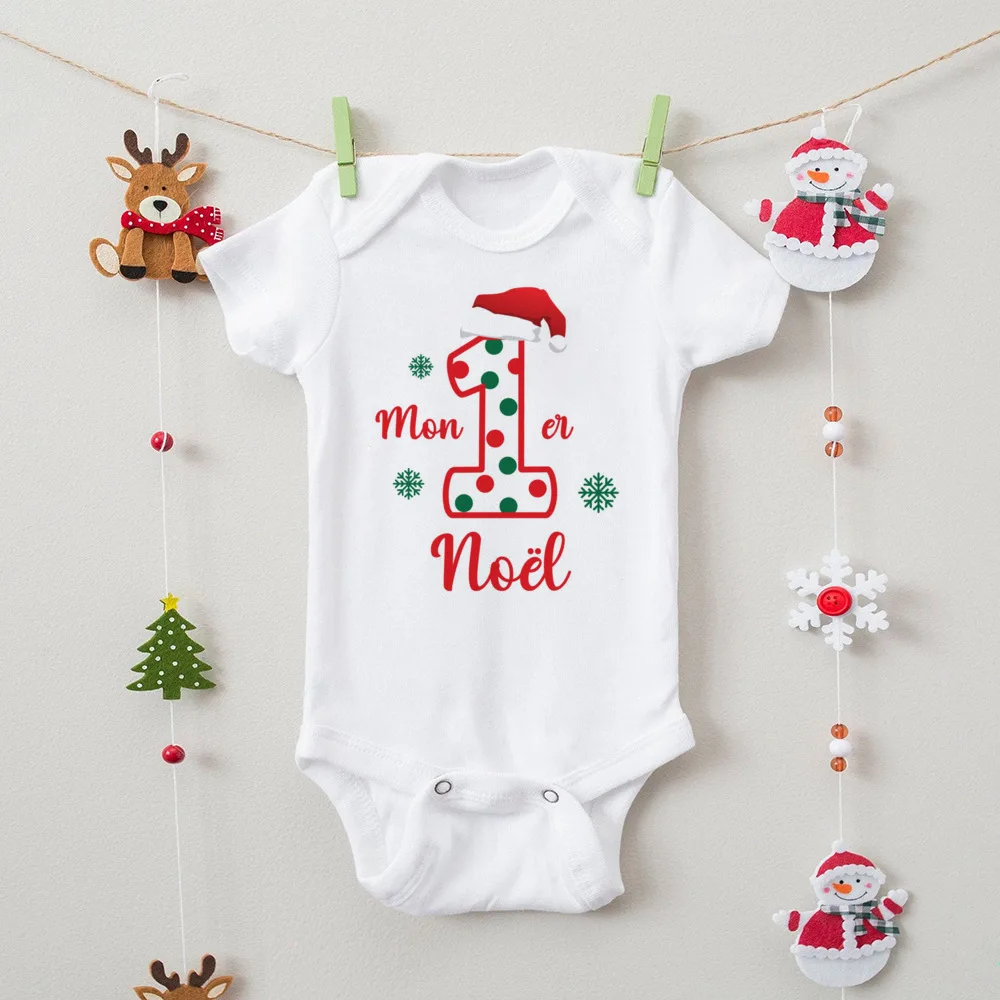 First Christmas Newborn Bodysuit Body Baby Clothes Kids Playsuit Xmas Party Gift Boys Girls Rompers Short Sleeve Infant Jumpsuit