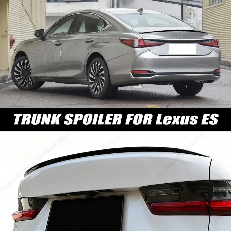 120CM Glossy Black Soft Rubber Universal Rear Trunk Spoiler 5D Carbon Look Tail Wing Fit For Lexus ES Sedan Car Accessories
