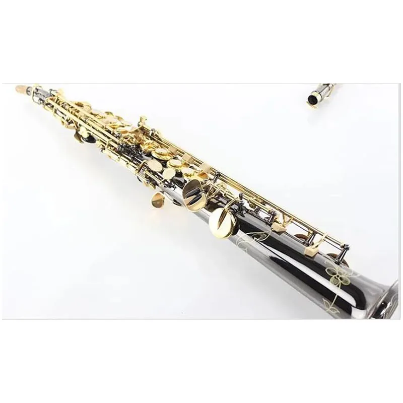 Black Professional level Soprano Saxophone S901 Brass powder Tube Gold Key Sax With Mouthpiece Reeds