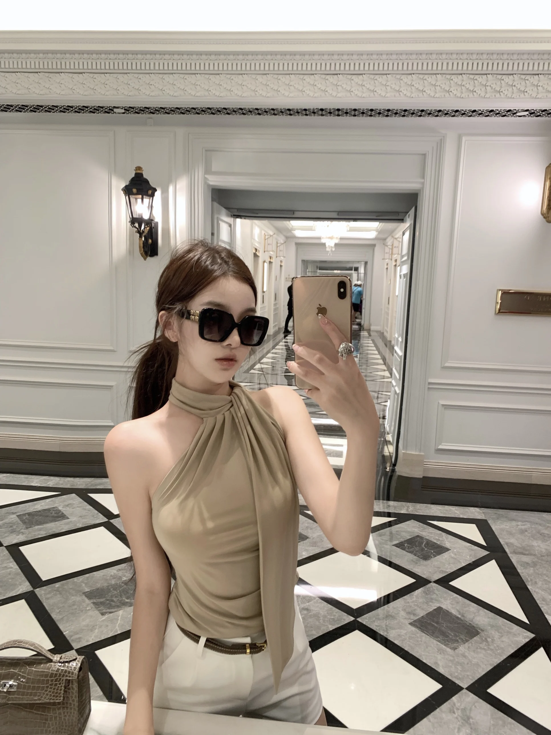 

CHICYOU Korean Sle Summer Top Svel Elastic Belt Slimming Women's Vest Outerwear Polyester Spandex Casual Faion