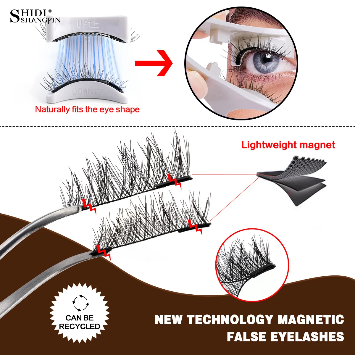 แหนบขนตาปลอมชุดจํานวนมากใช้งานง่าย Eyelash EXTENSION Natural Curler 5 รูปแบบขนตาปลอมแบบใช้ซ้ําได้ 1 กล่อง