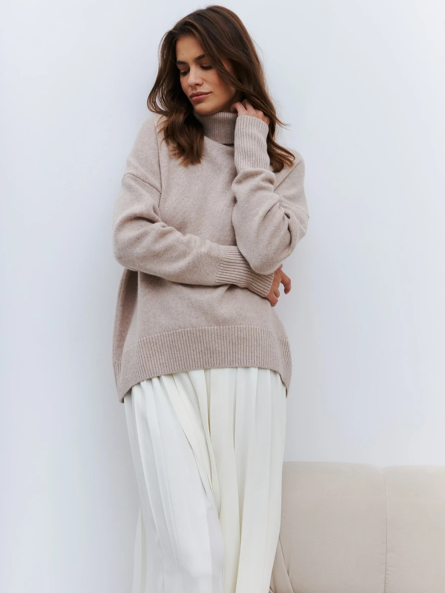 

2025 Women's Turtleneck Sweater Loose Fit Soft Knit Slouchy Solid color comfortable Oversized Fall Winter Casual Chic Pullovers