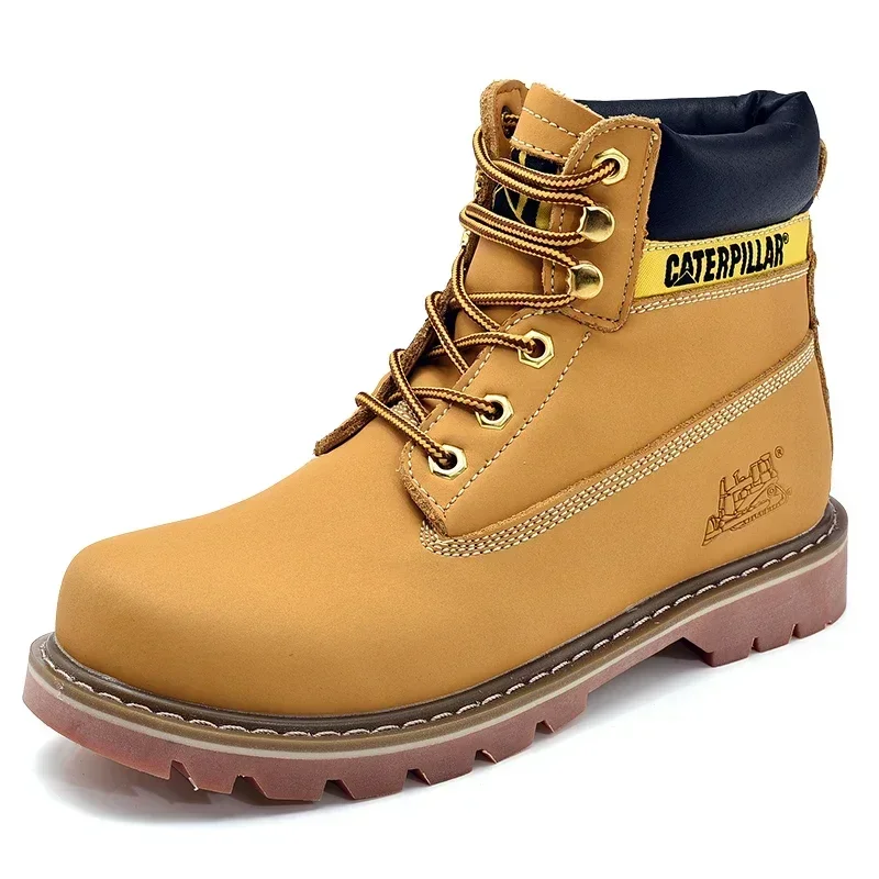 Homens de couro genuíno inverno tornozelo feminino militar trekking neve amarelo designer botas