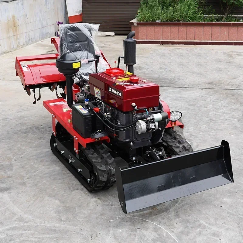 

Multifunctional Rotary Tiller Agricultural Machinery Rotary Cultivator Mini Crawler Tractor Price