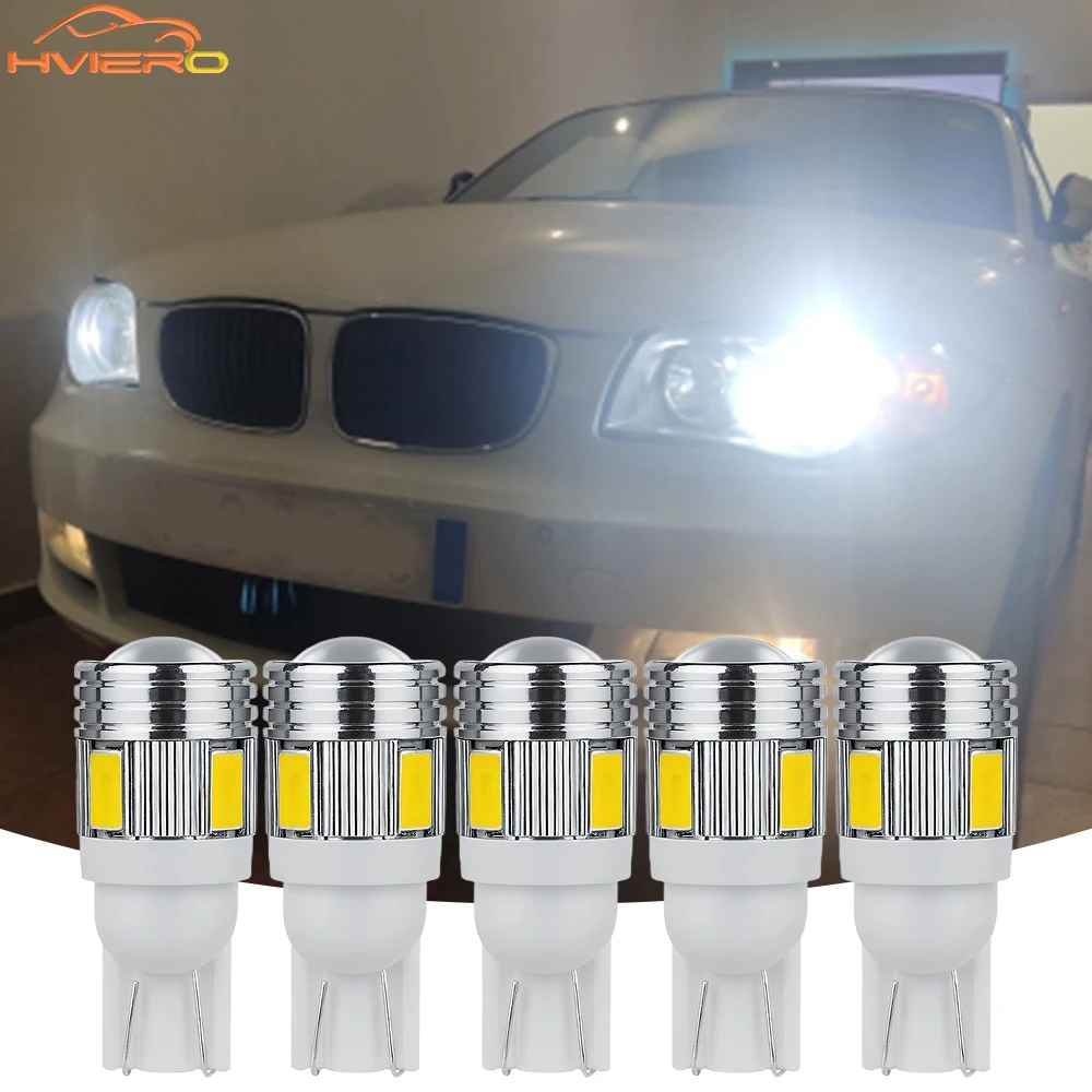 Multi-Color T10 W5W LED Wedge Bulbs 5630 6SMD Ultra Bright Auto Parking Dome Trunk Side Marker Reverse Signal Lamp 1/4 Pack