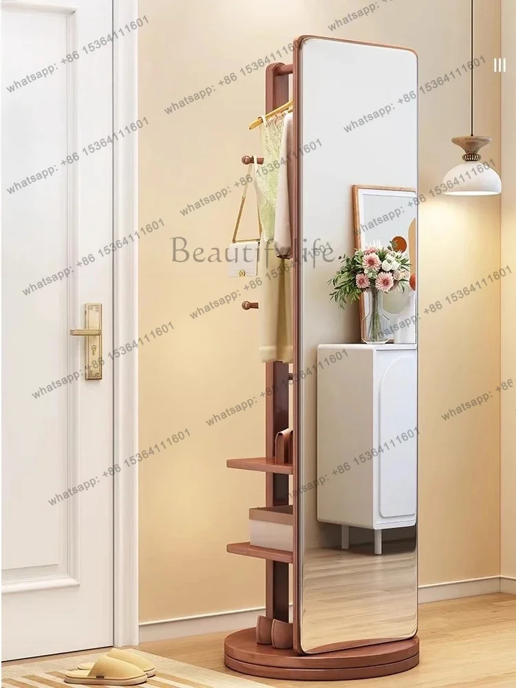 FG   full body floor mirror girls bedroom rotatable mobile clothes hanger integrated full-length mirror