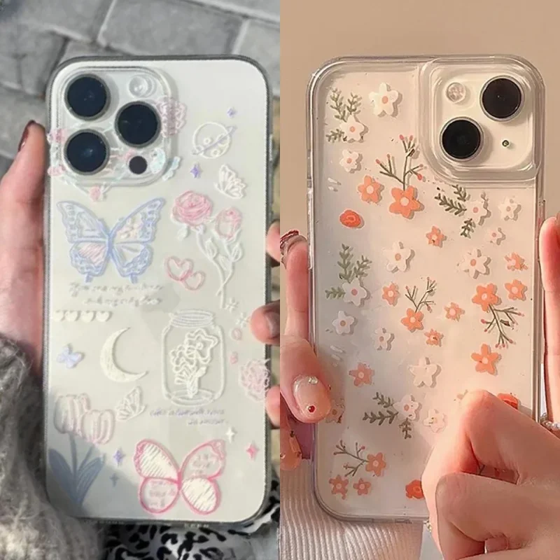 Fantasy Butterfly Daisy Flower Case for Samusng Galaxy A55 A54 A35 A23 A24 S24 Ultra S22 S23 Plus S20 S21 FE A33 A52 A53 A52S 5G