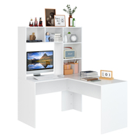 Getone Desk Corner Desk White L Shaped Computer Table Office table for Study Home Office 124.7X107.8X152.5 cm